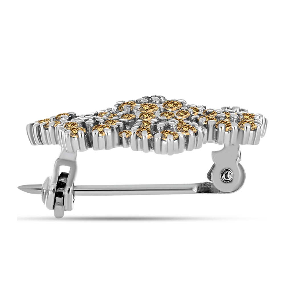 Silberbrosche mit Champagnerfarbenem Moissanit 2 