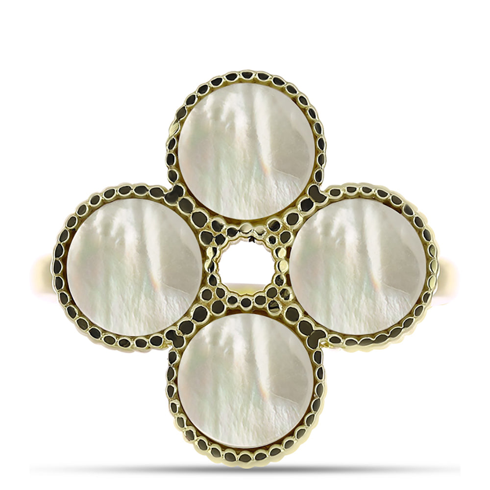 Goldplattierter Silberring mit Perlmutt