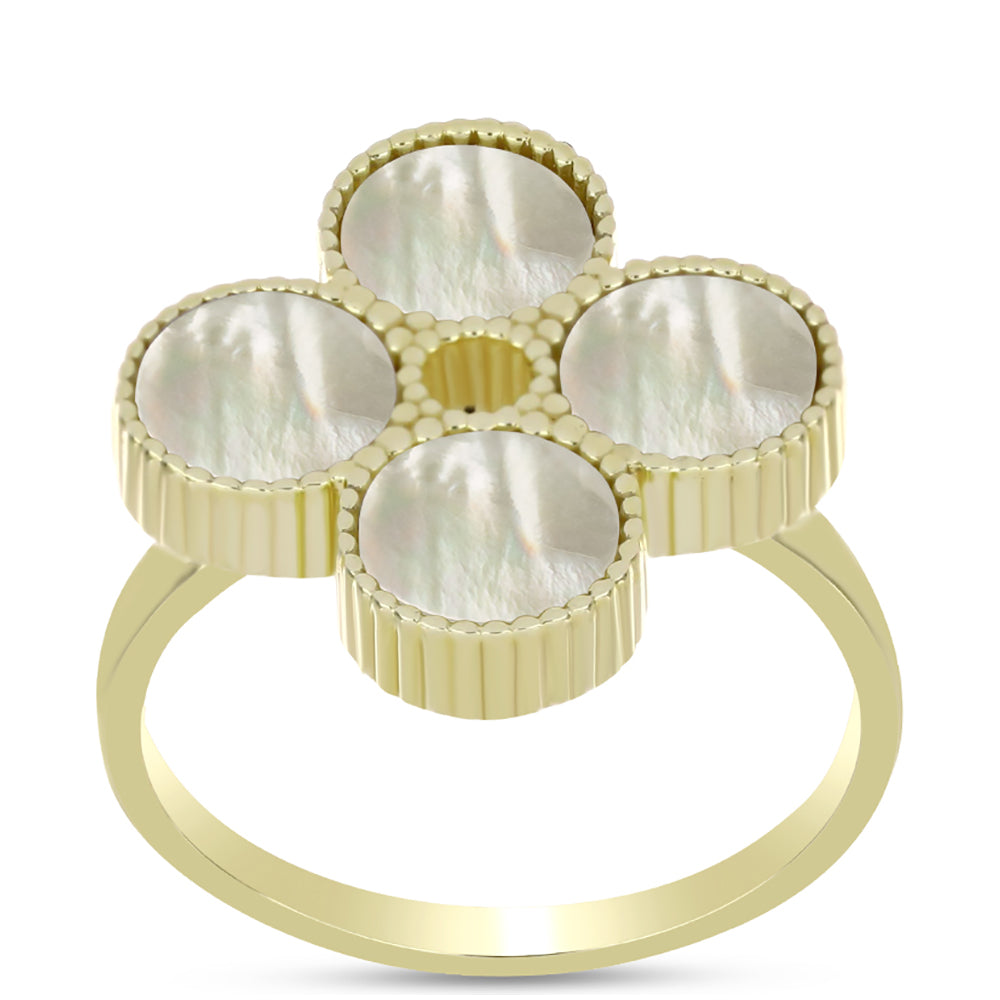 Goldplattierter Silberring mit Perlmutt 3 