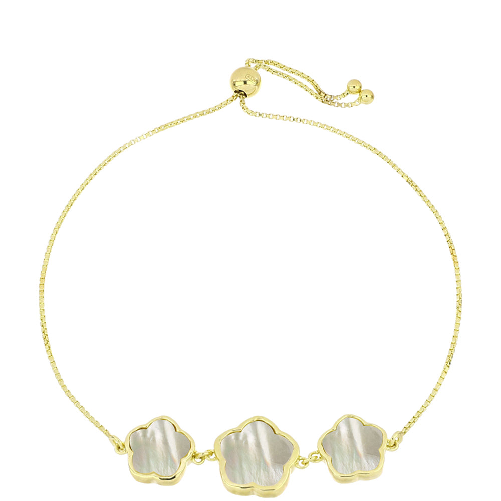 Goldplattiertes Silberarmband mit Perlmutt 1 