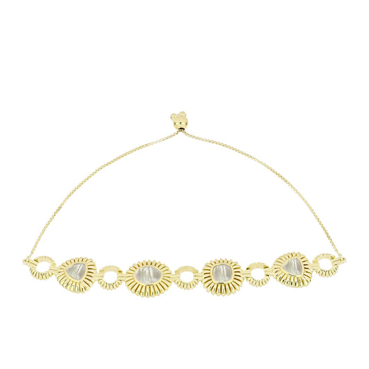 Goldplattiertes Silberarmband mit Perlmutt