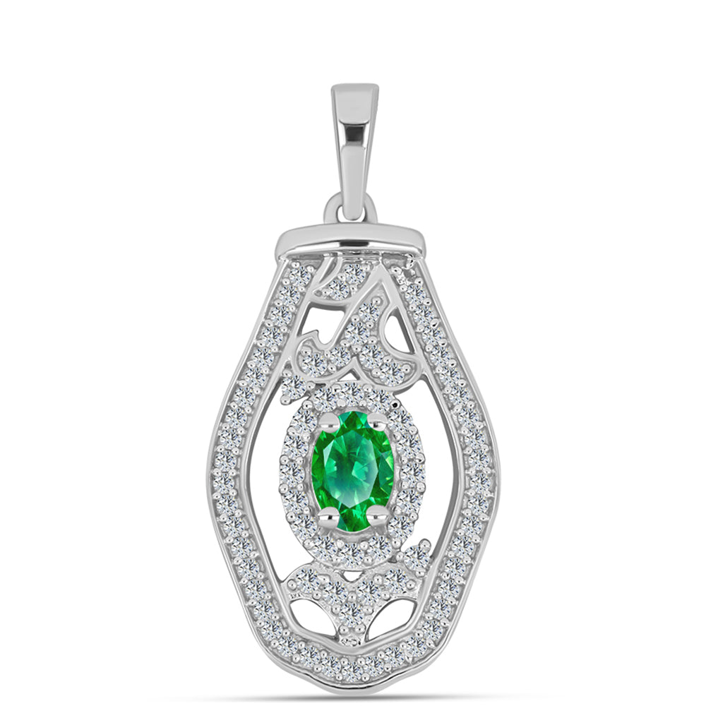 Silberanhänger mit Kijani-Granat und weißem Topas 1 