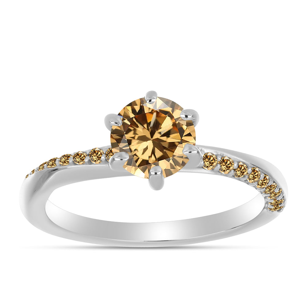 Silberring mit Champagnerfarbenem Moissanit