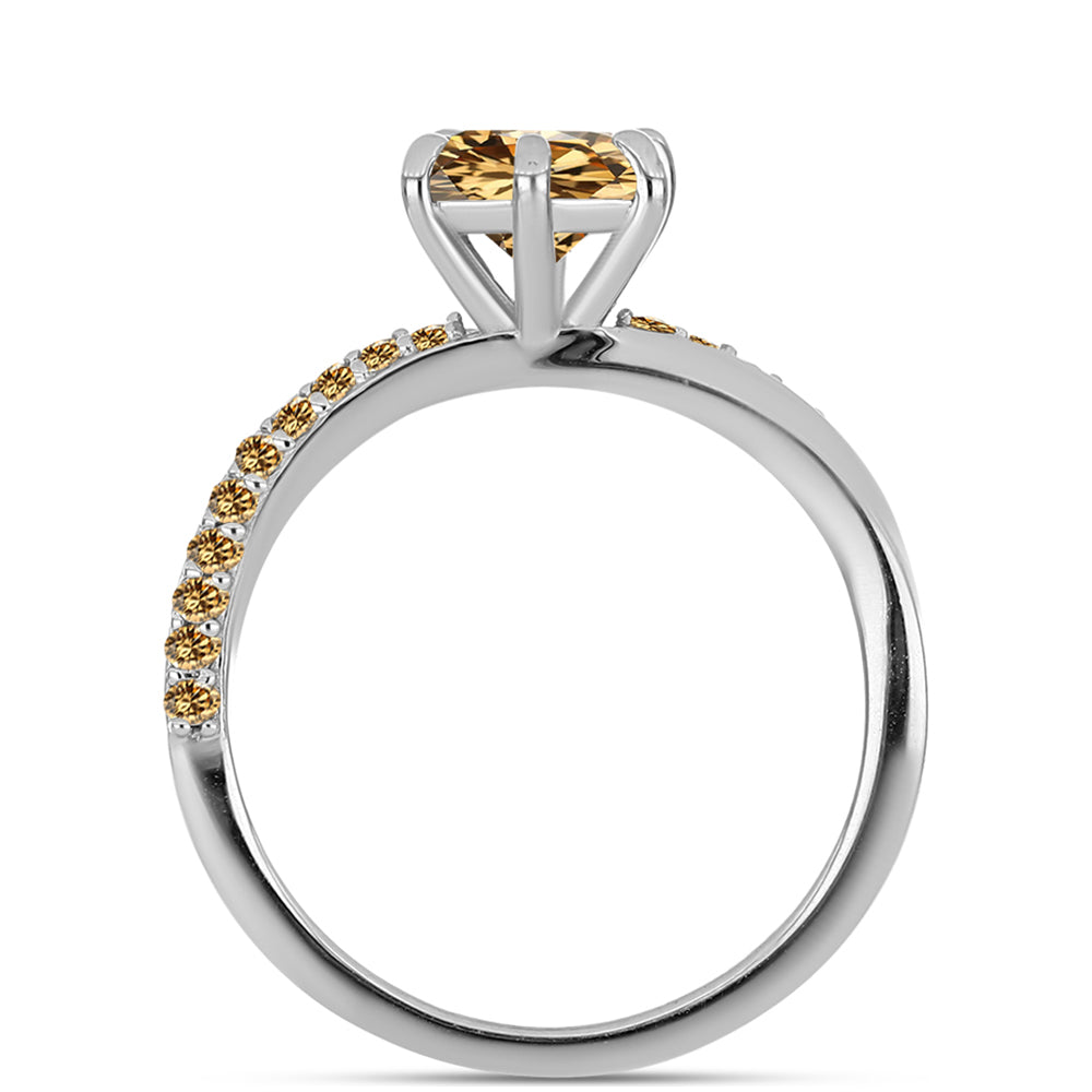 Silberring mit Champagnerfarbenem Moissanit 2 