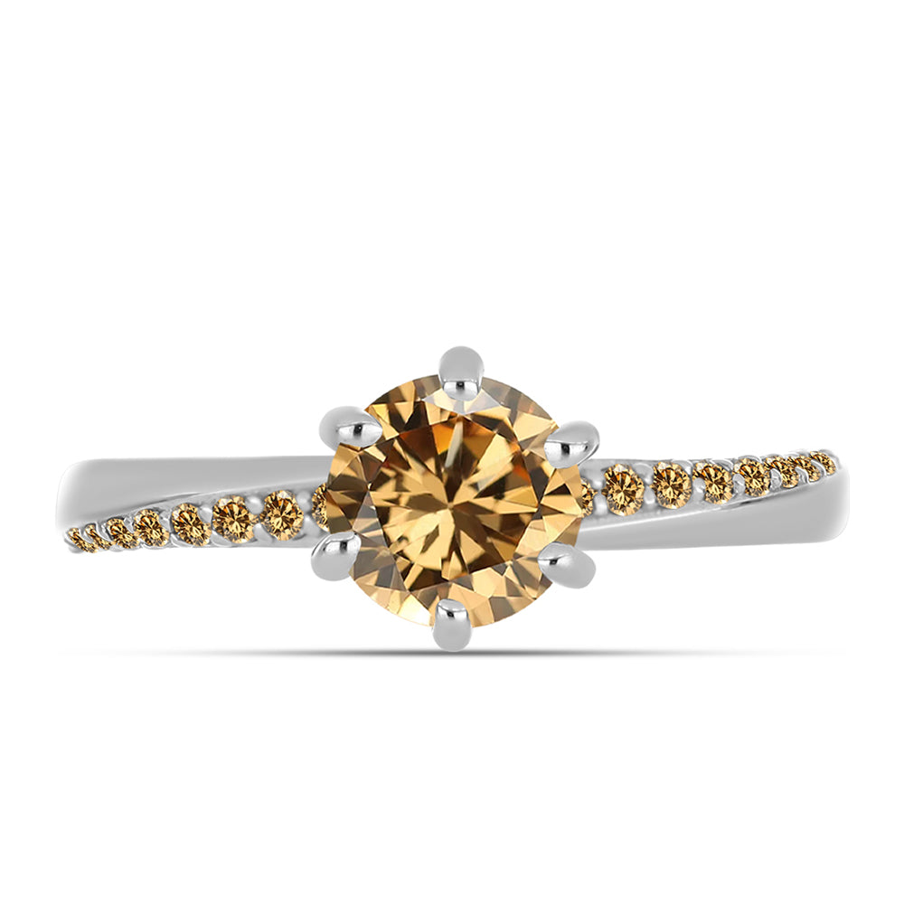 Silberring mit Champagnerfarbenem Moissanit 3 