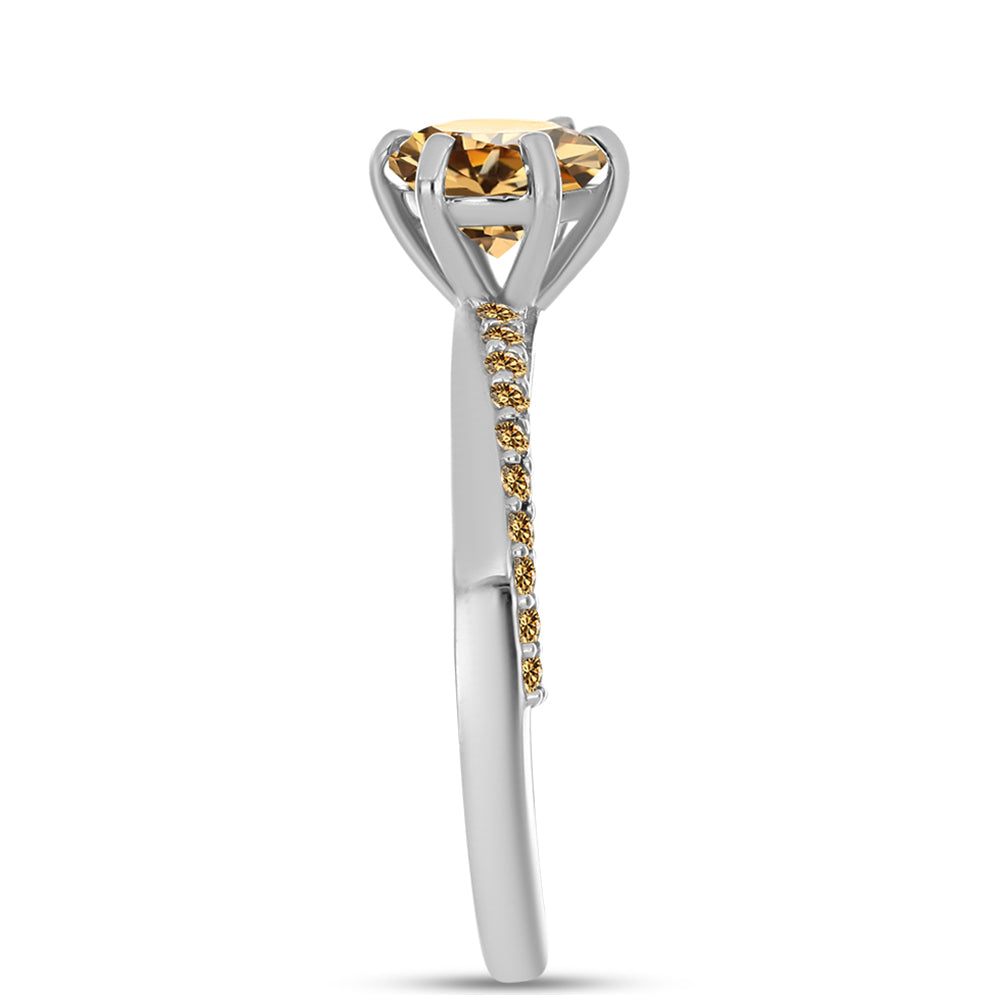 Silberring mit Champagnerfarbenem Moissanit 4 