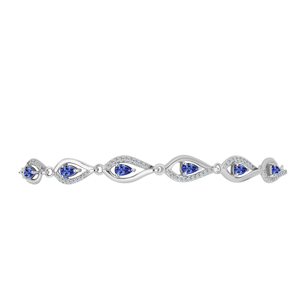 Silberarmband mit Tansanit - Klasse AAA und weißem Topas 2 