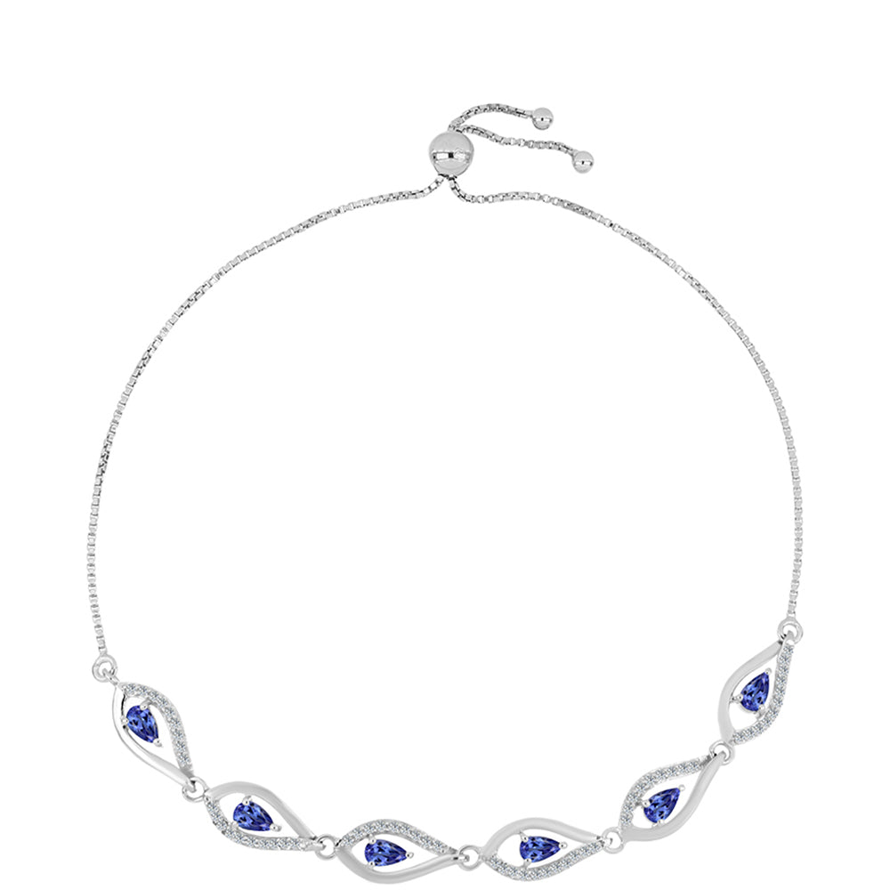 Silberarmband mit Tansanit - Klasse AAA und weißem Topas 1 