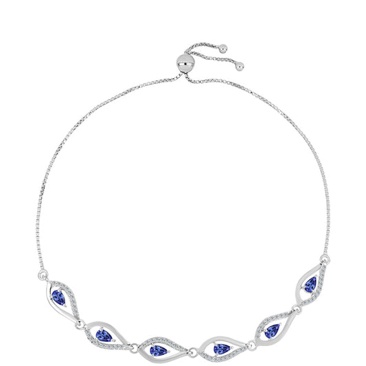 Silberarmband mit Tansanit - Klasse AAA und weißem Topas