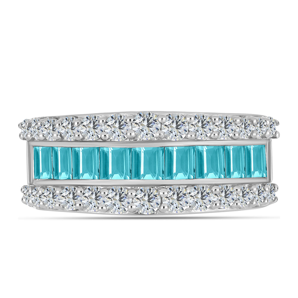 Silberring mit Paraiba Quarz und weißem Topas