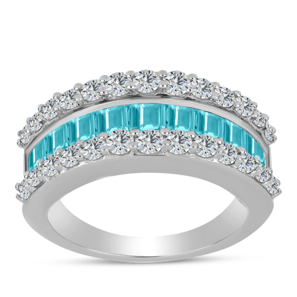Silberring mit Paraiba Quarz und weißem Topas