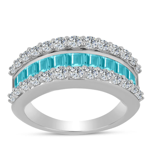 Silberring mit Paraiba Quarz und weißem Topas