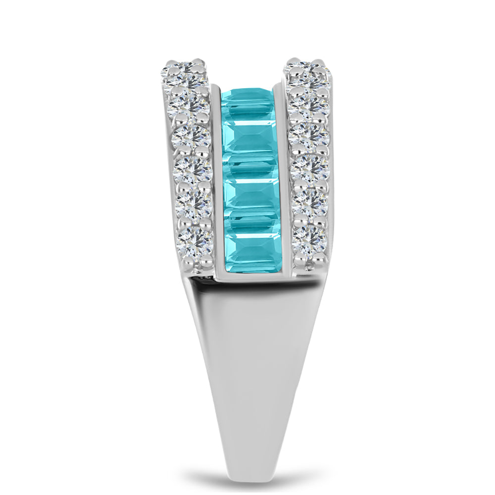 Silberring mit Paraiba Quarz und weißem Topas 4 