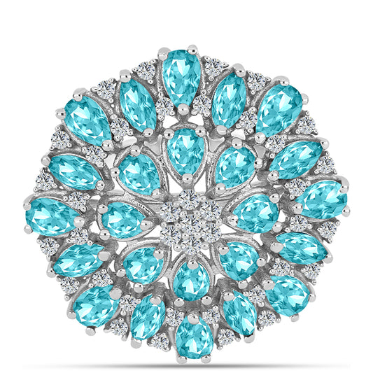 Silberring mit Paraiba Quarz und weißem Topas