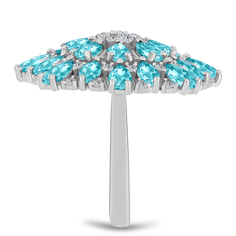 Silberring mit Paraiba Quarz und weißem Topas 4 
