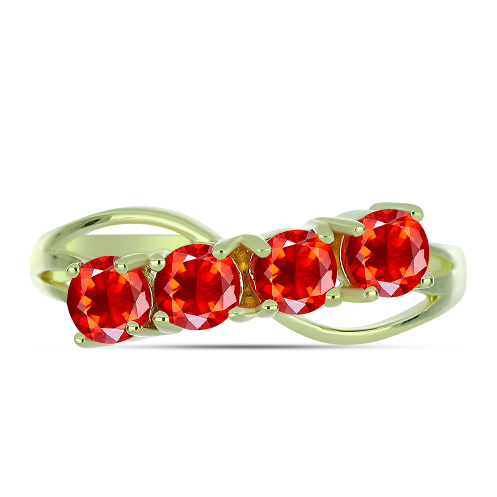 Goldplattierter Silberring mit äthiopischem rotem Opal aus Lega Dembi 1 