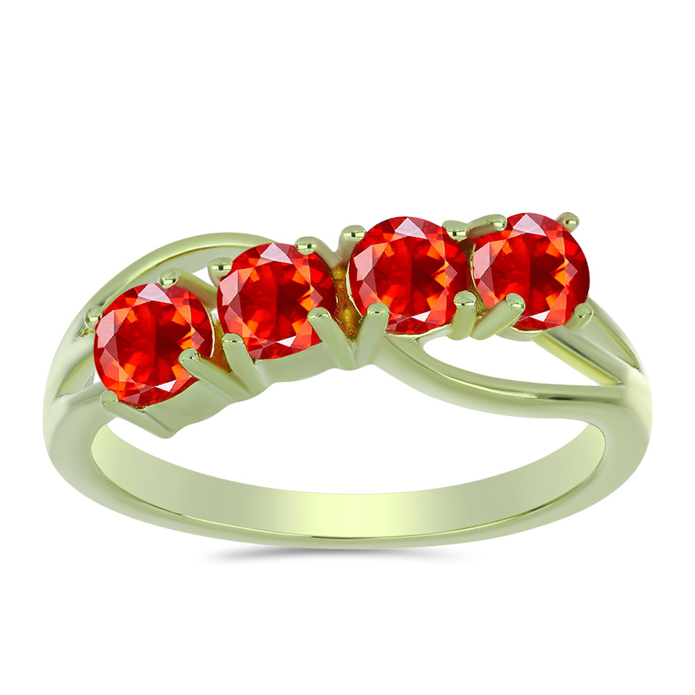 Goldplattierter Silberring mit äthiopischem rotem Opal aus Lega Dembi 3 