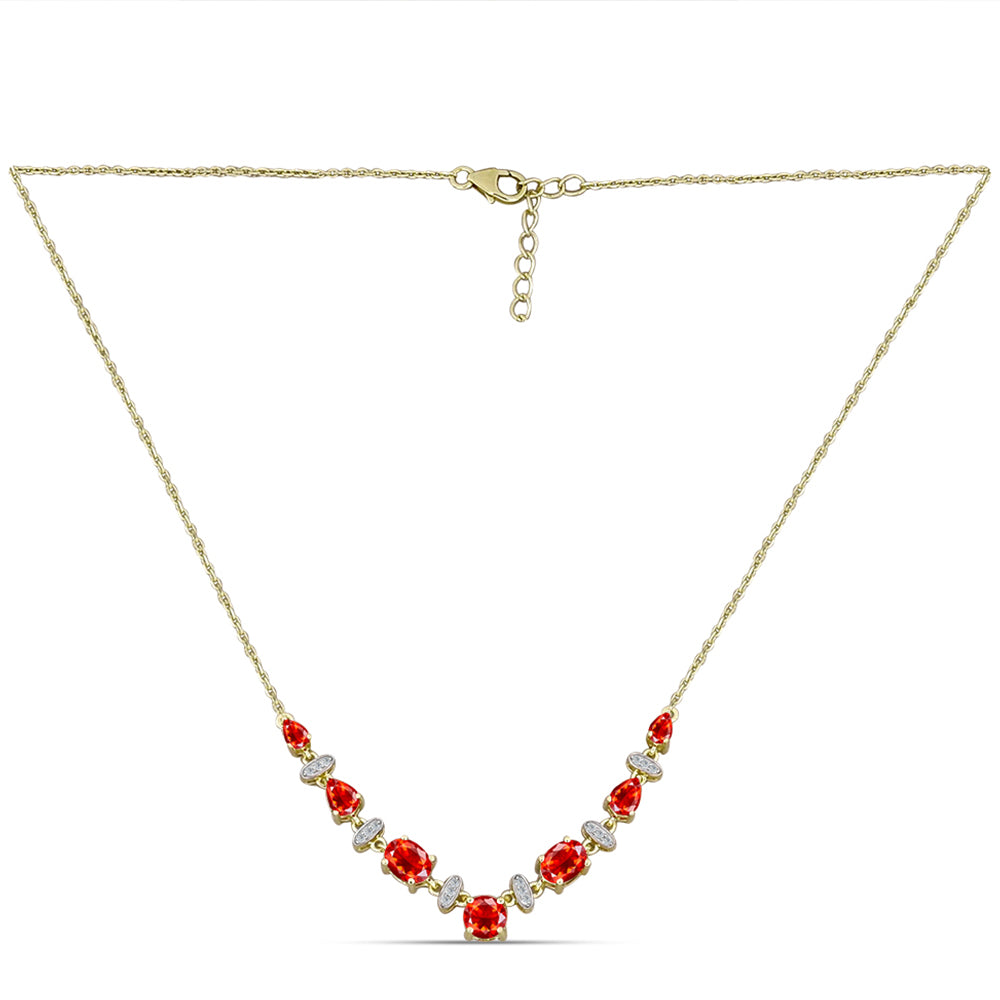 Goldplattierte Silberhalskette mit äthiopischem rotem Opal aus Lega Dembi und weißem Topas