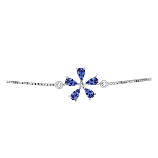 Silberarmband mit Tansanit - Klasse AAA und weißem Topas