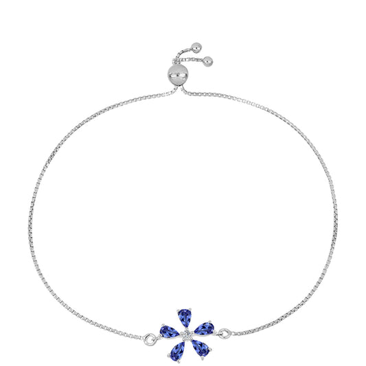 Silberarmband mit Tansanit - Klasse AAA und weißem Topas