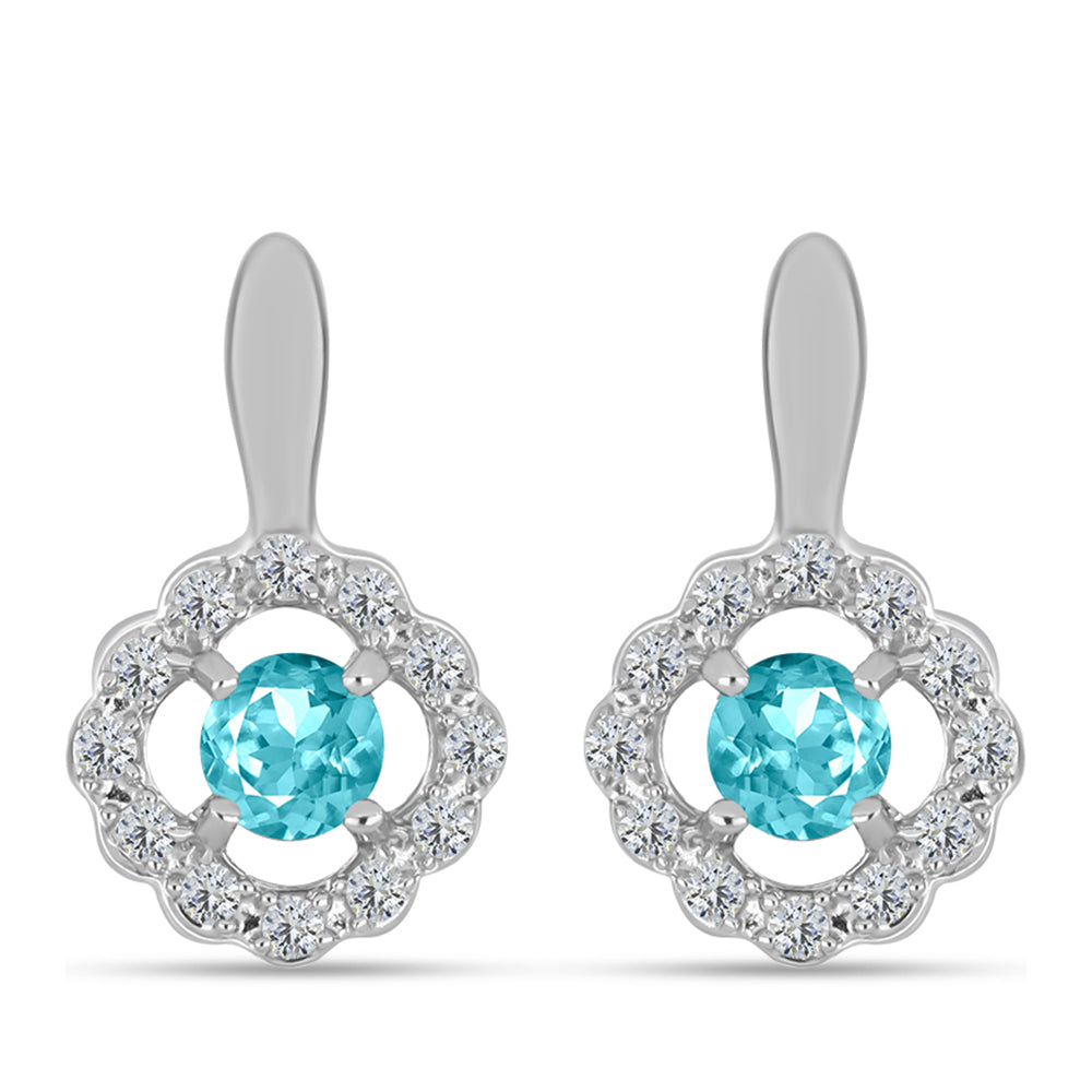 Silberohrringe mit Paraiba Quarz und weißem Topas 1 