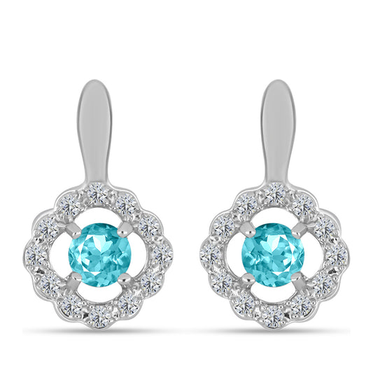 Silberohrringe mit Paraiba Quarz und weißem Topas
