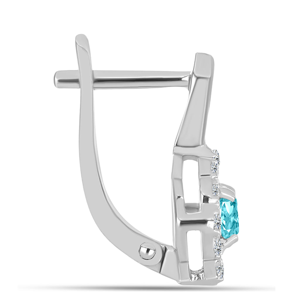 Silberohrringe mit Paraiba Quarz und weißem Topas