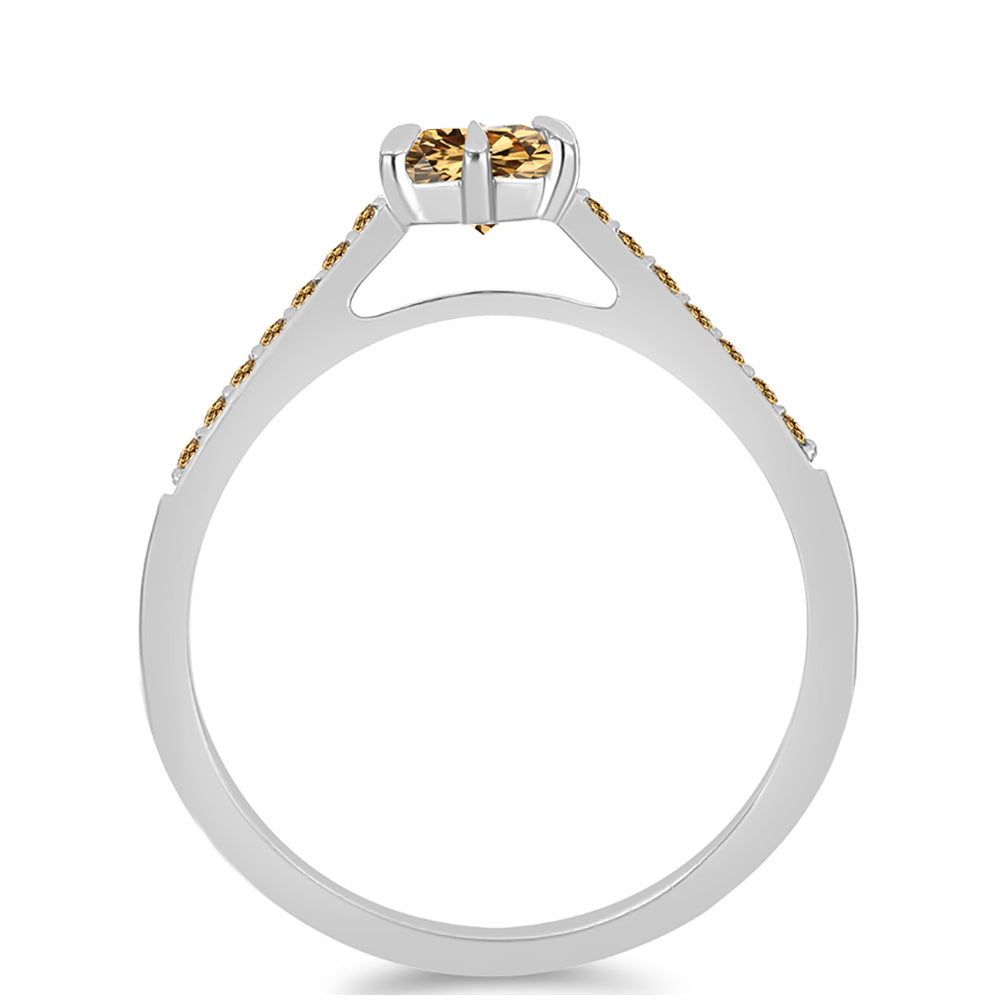 Silberring mit Champagnerfarbenem Moissanit 3 