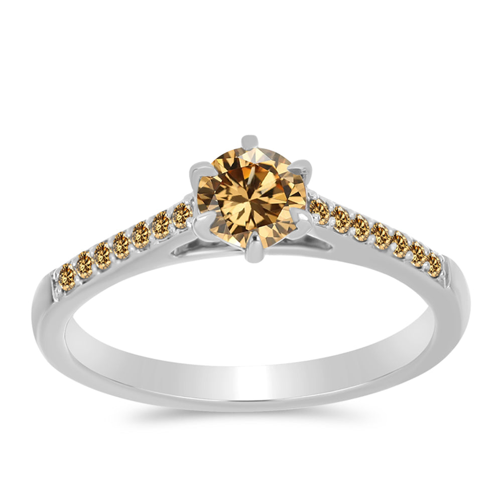 Silberring mit Champagnerfarbenem Moissanit 1 