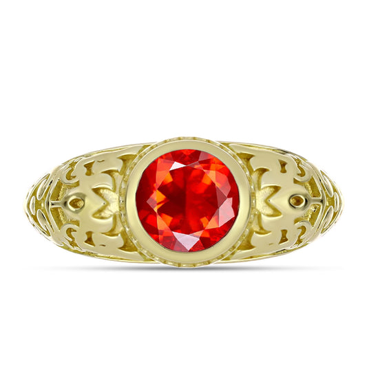 Goldplattierter Silberring mit äthiopischem rotem Opal aus Lega Dembi