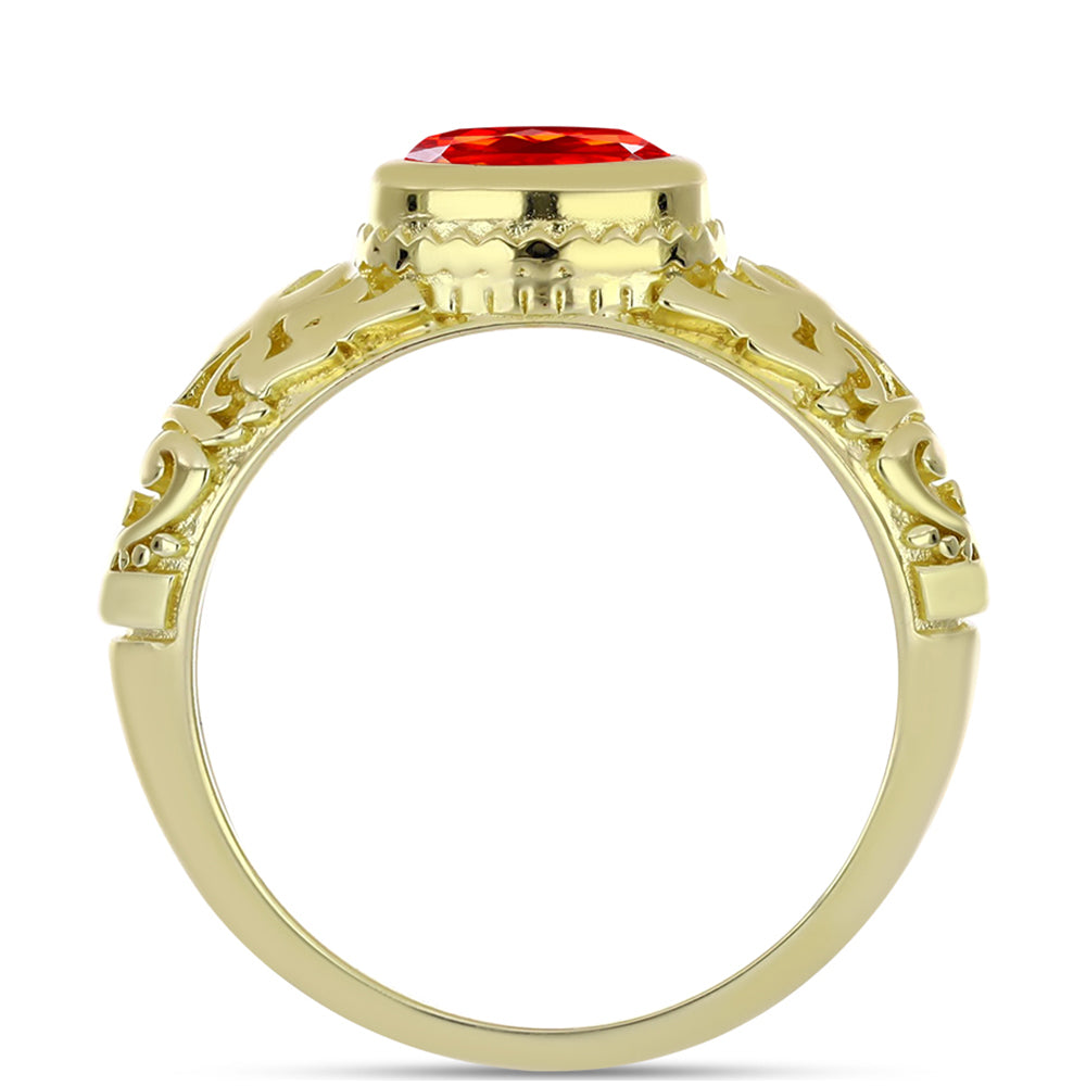 Goldplattierter Silberring mit äthiopischem rotem Opal aus Lega Dembi