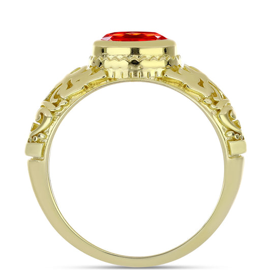 Goldplattierter Silberring mit äthiopischem rotem Opal aus Lega Dembi