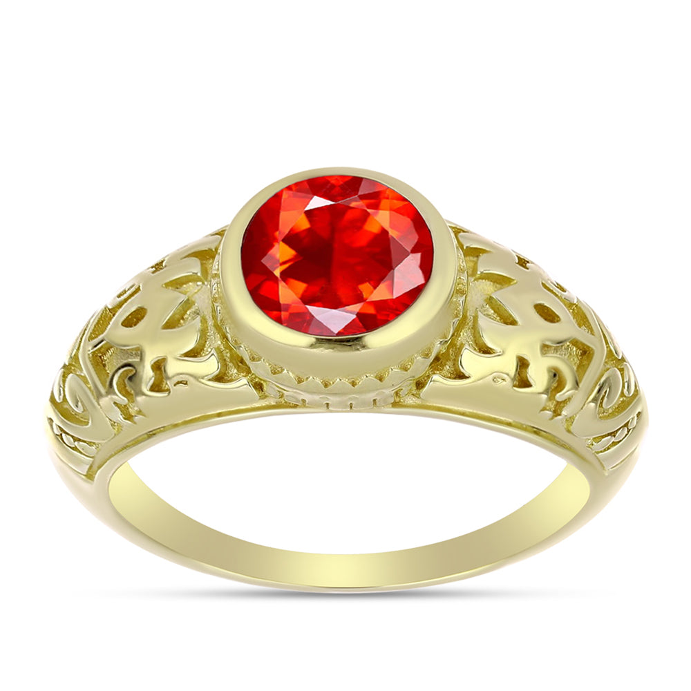 Goldplattierter Silberring mit äthiopischem rotem Opal aus Lega Dembi 3 