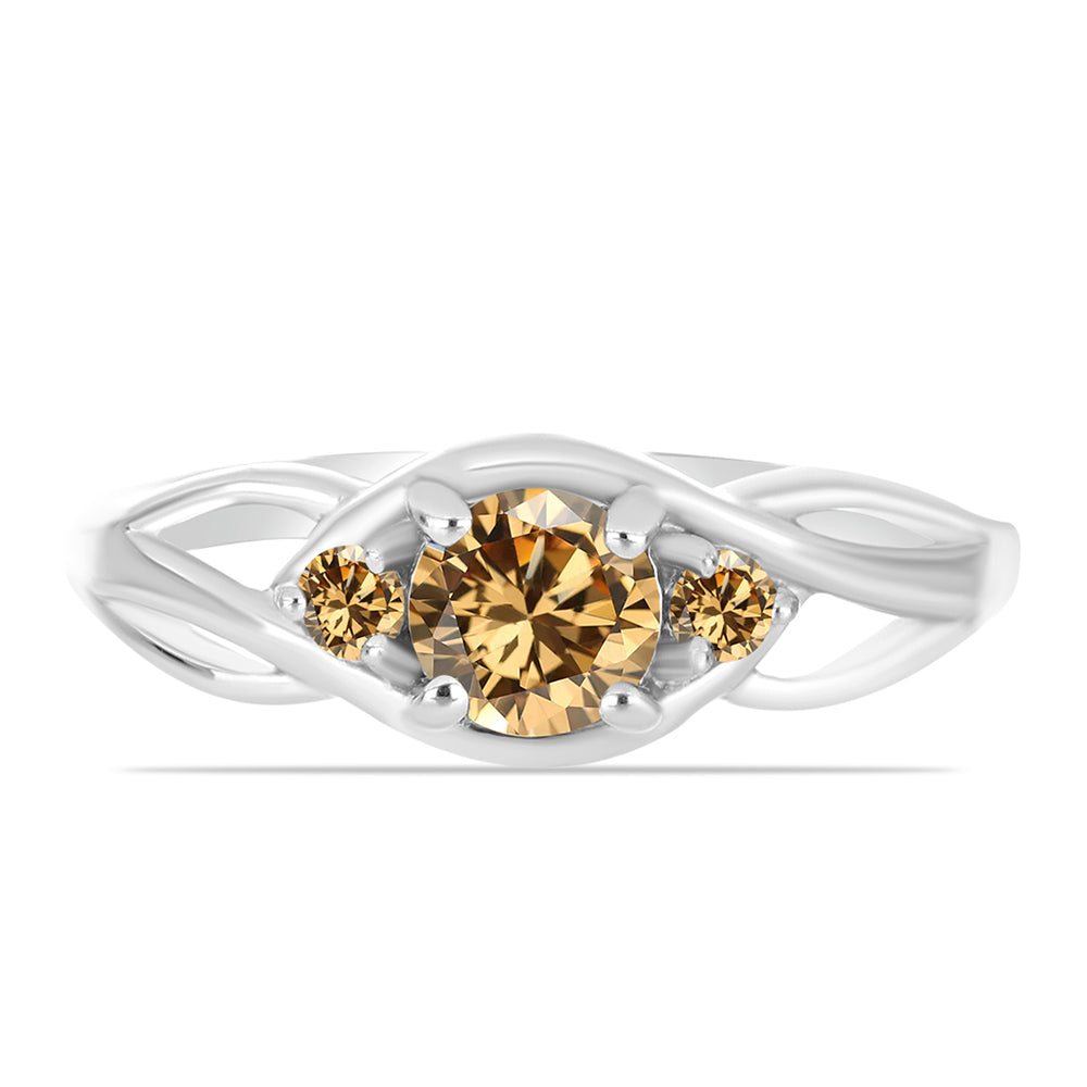 Silberring mit Champagnerfarbenem Moissanit