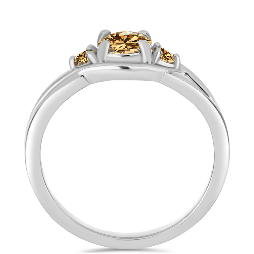 Silberring mit Champagnerfarbenem Moissanit 2 