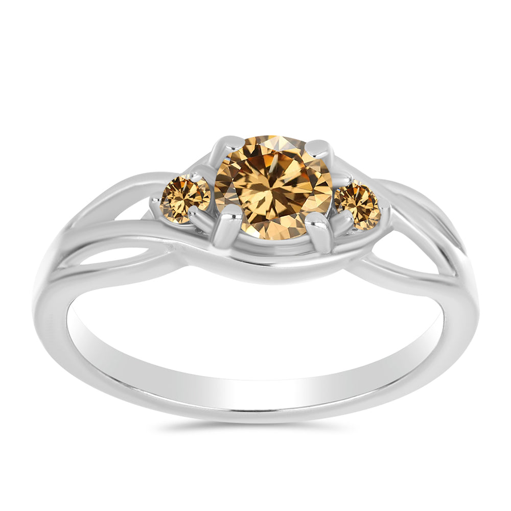 Silberring mit Champagnerfarbenem Moissanit 3 