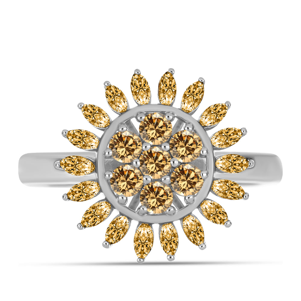 Silberring mit Champagnerfarbenem Moissanit