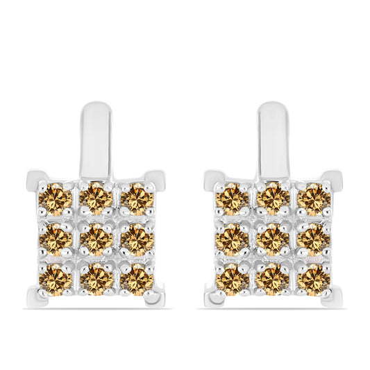 Silberohrringe mit Champagnerfarbenem Moissanit