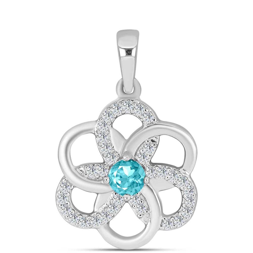 Silberanhänger mit Paraiba Quarz und weißem Topas 1 