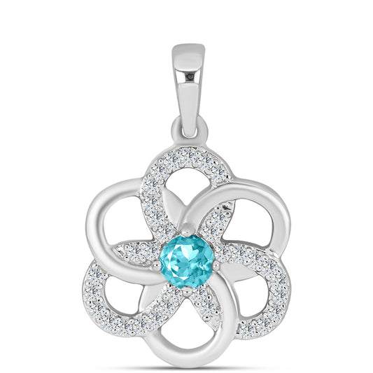 Silberanhänger mit Paraiba Quarz und weißem Topas