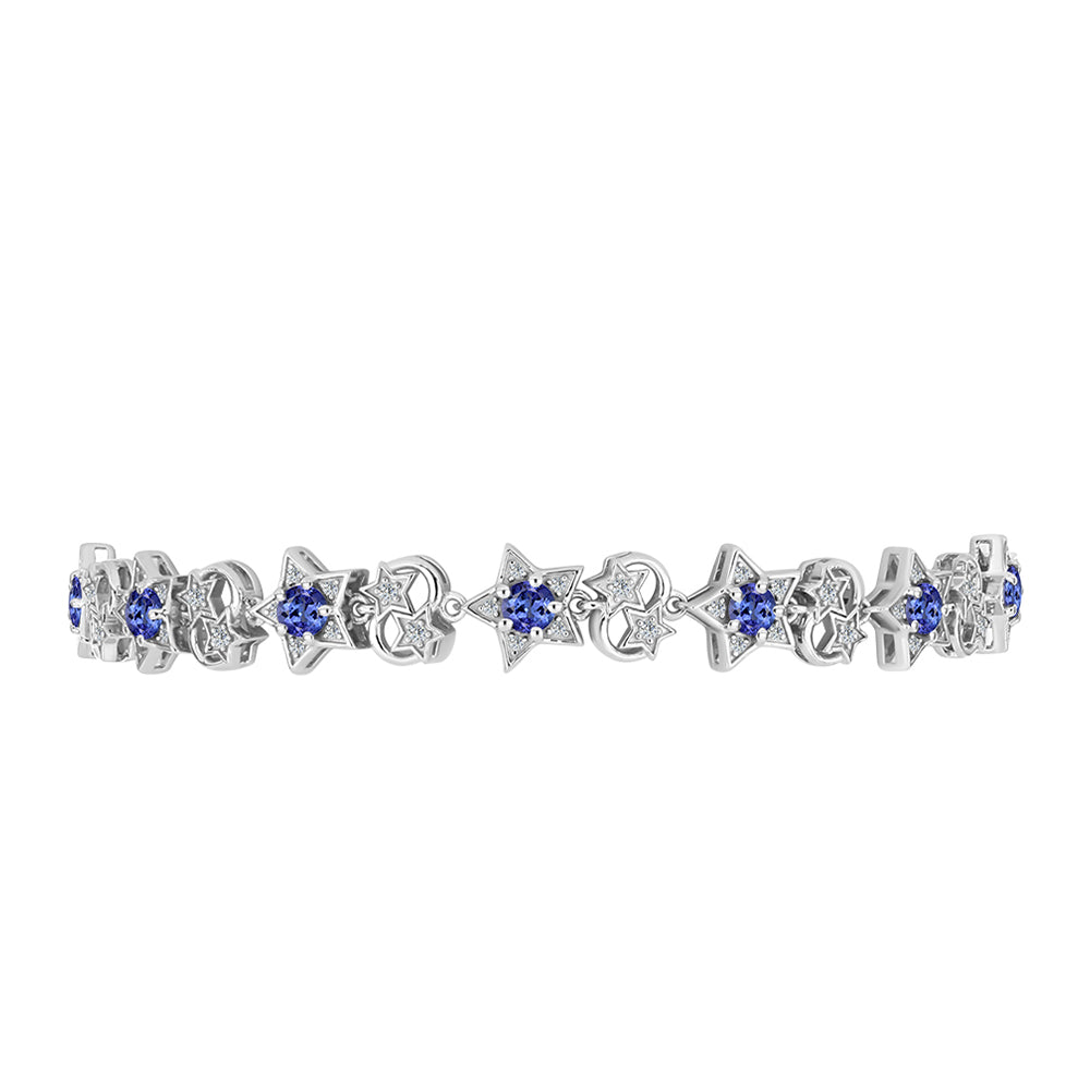 Silberarmband mit Tansanit - Klasse AAA und weißem Topas 2 