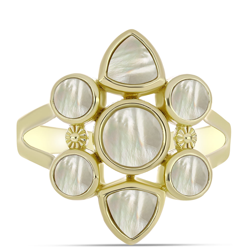 Goldplattierter Silberring mit Perlmutt 1 