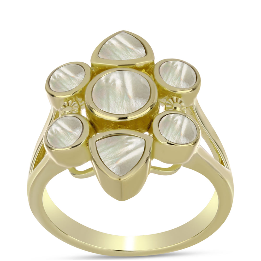 Goldplattierter Silberring mit Perlmutt