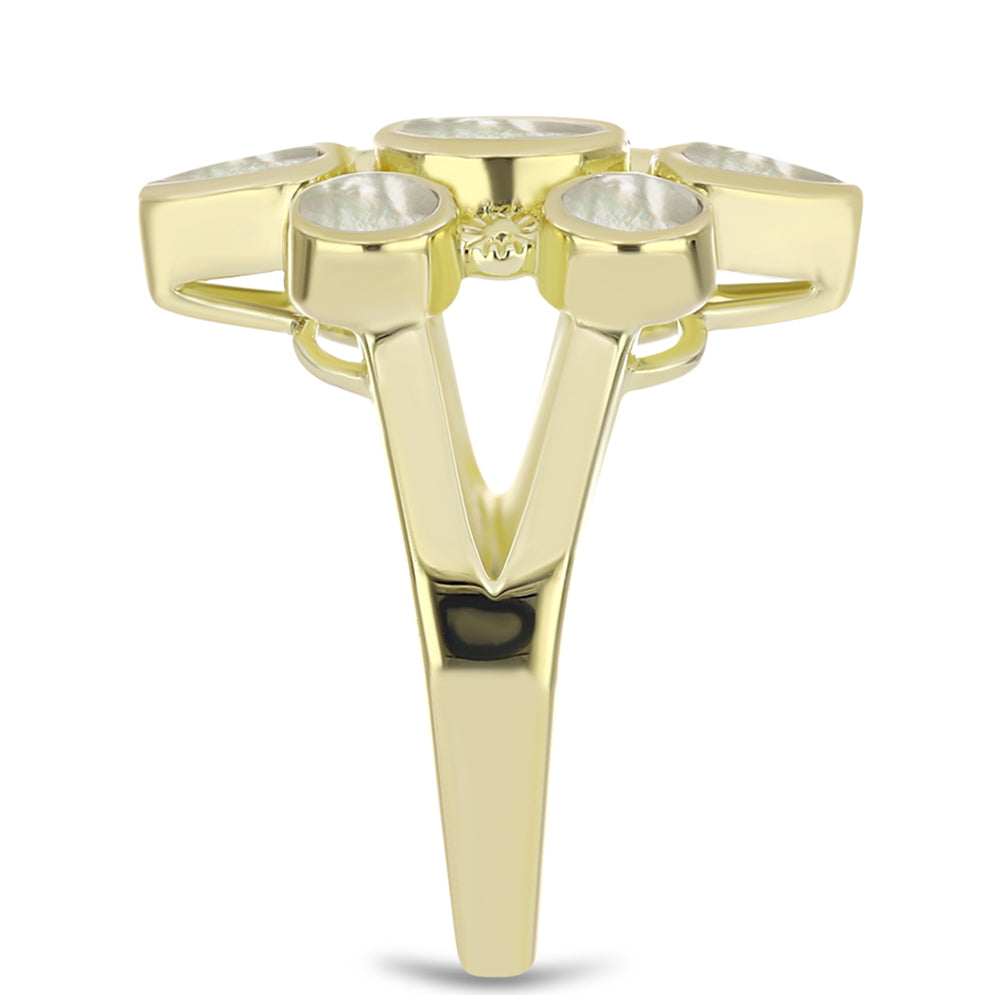 Goldplattierter Silberring mit Perlmutt 4 