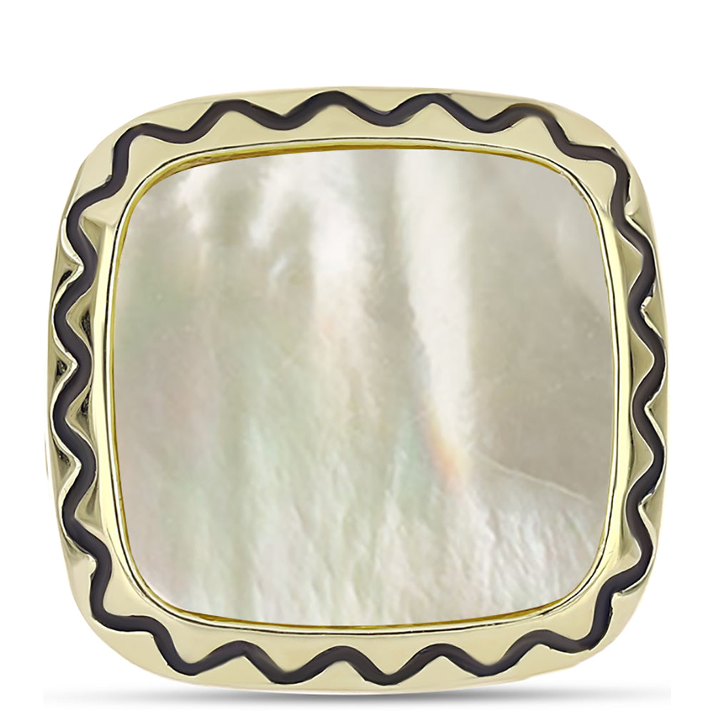 Goldplattierter Silberring mit Perlmutt