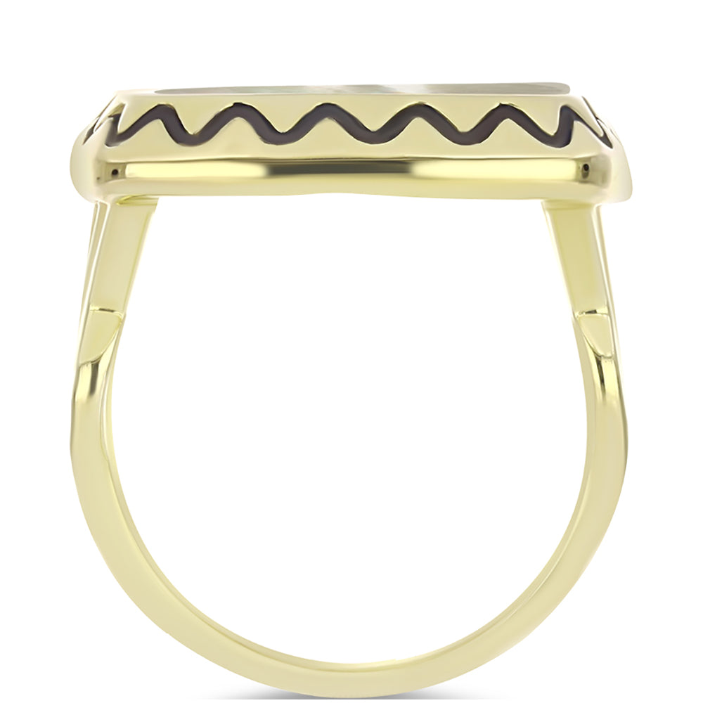 Goldplattierter Silberring mit Perlmutt