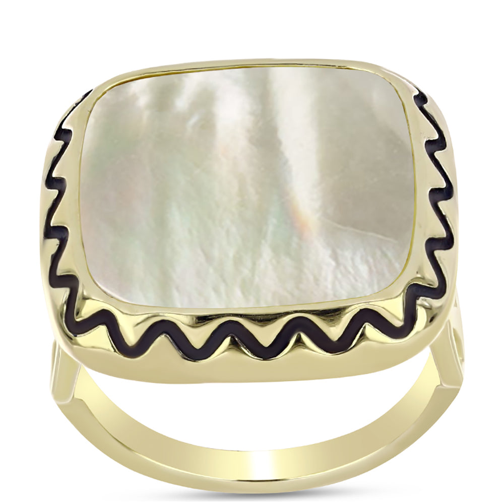 Goldplattierter Silberring mit Perlmutt 3 