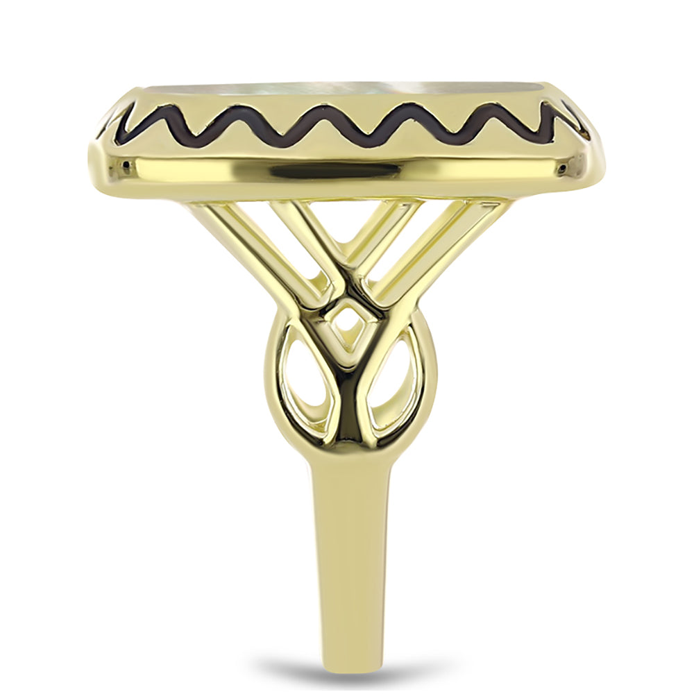 Goldplattierter Silberring mit Perlmutt