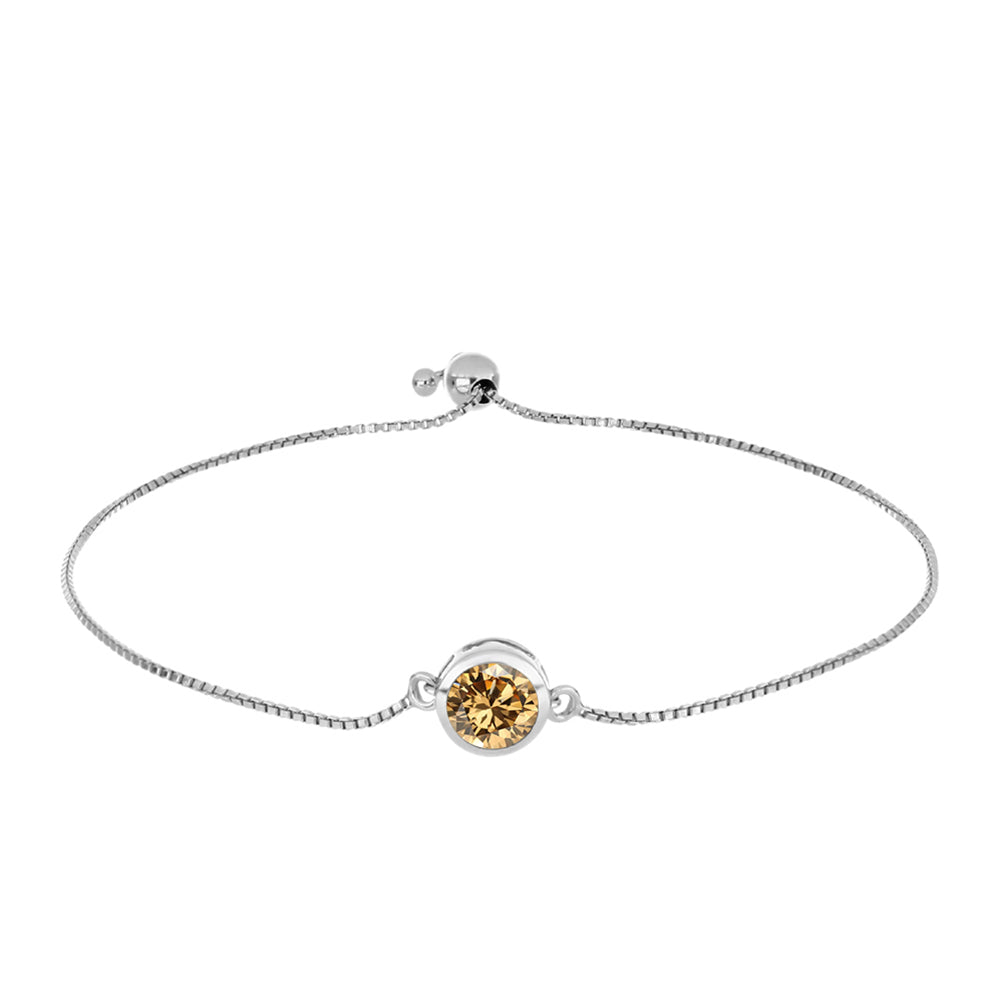 Silberarmband mit Champagnerfarbenem Moissanit 1 