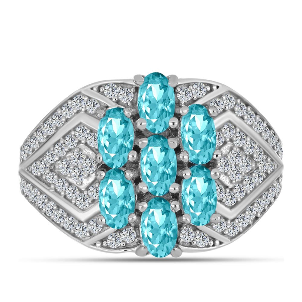 Silberring mit Paraiba Quarz und weißem Topas